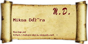 Miksa Dóra névjegykártya
